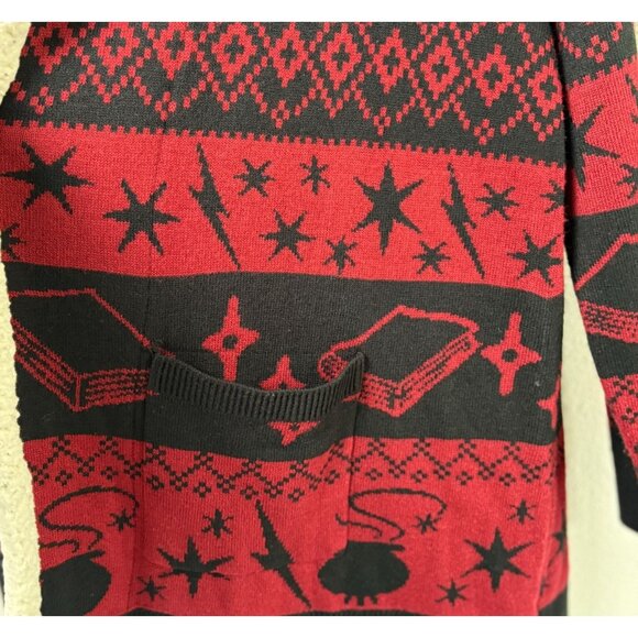 Harry Potter Hot Topic Sherpa Cardigan Hood Womens L Fair Isle Deathly Hallows - Picture 3 of 14
